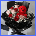 Pink And Red Roses With teddy