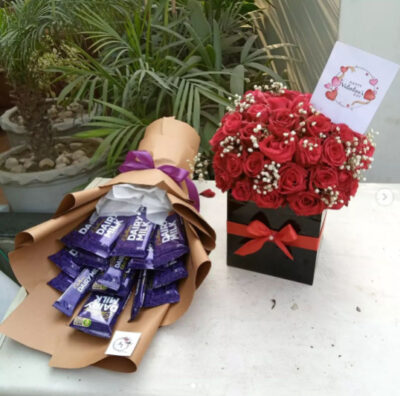Send Chocolate Bouquet With Flower Box | Send Gift to Karachi