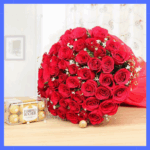 50 Red Roses With 16 pcs Frerro