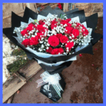 50 red roses with gipso