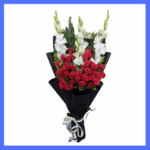 Red roses and gladiolus bouquet