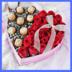 flower and chocolate heart box
