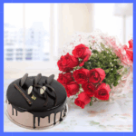 Chocolate cake with roses