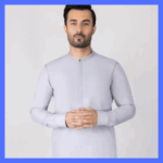 LIGHT GREY BLENDED KAMEEZ SHALWAR BY J.