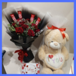 Send Bouquet With 3 Feet Teddy bear