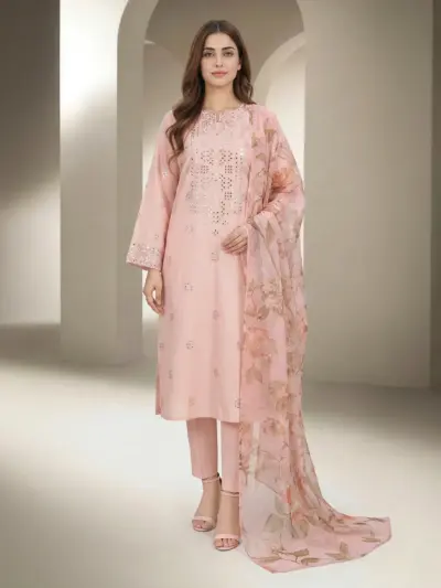Send 3 Piece Lawn Massouri Suit- Embroidered (Unstitched)