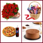 Birthday Celebration Deal with chocolate cake, pizza, red roses, and assorted chocolates for gift delivery in Karachi.