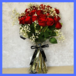 20 Red Roses With Gipso Bunch