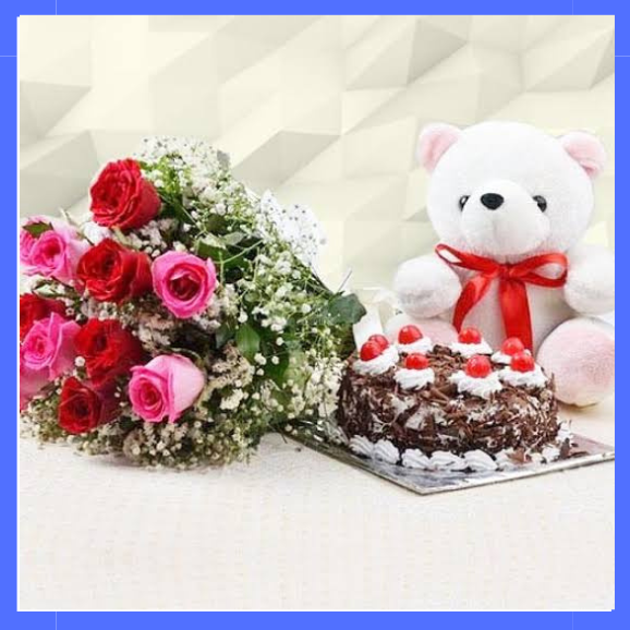 Untitled-design-85.png Cake With Teddy And Bouqet - Image 1